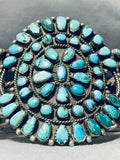 One Of The Finest Vintage Native American Navajo Turquoise Cluster Sterling Silver Bracelet-Nativo Arts