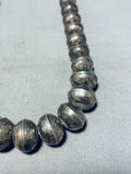 Longer 30 Inch Vintage Native American Navajo Sterling Silver Bead Necklace Old-Nativo Arts