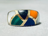 14k Gold Vintage Native American Navajo Size 7 Inlay Ring-Nativo Arts