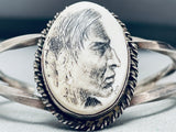 Completely Hand Carved Vintage Native American Navajo Sterling Silver Bracelet-Nativo Arts