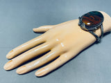 Planet Mars Agate Vintage Native American Navajo Sterling Silver Bracelet Old-Nativo Arts