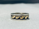 Extraordinary Vintage Native American Navajo Sterling Silver And 14k Gold Band Ring-Nativo Arts