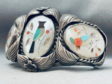 Native American One Of The Best Vintage Navajo Turquoise Bird Inlay Sterling Silver Bracelet-Nativo Arts
