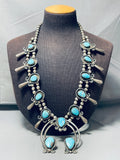 Gasp! 300 Grams Vintage Native American Navajo Turquoise Sterling Silver Squahs Blossom Necklace-Nativo Arts