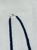 Intricate Vintage Native American Navajo Lapis Turquoise Sterlign Silver Necklace