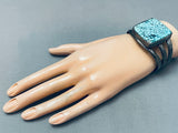 One Of Finest Ever Vintage Native American Navajo Spiderweb Turquoise Sterling Silver Bracelet-Nativo Arts