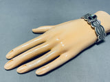 Heavy Thick Vintage Native American Navajo Opal Sterling Silver Inlay Bracelet-Nativo Arts