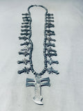 Federico Jimenez Vintage Sterling Silver Turquoise Cross Squahs Blossom Necklace-Nativo Arts