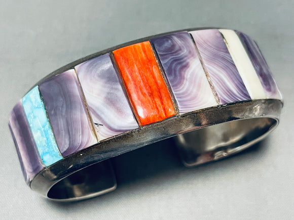 Most Beautiful Purple Vintage Native American Navajo 6.5 Inch Wrist Sterling Silver Bracelet-Nativo Arts