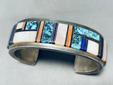 6-1/2' Wrist Vintage Wilbur Yazzie Native American Navajo Sterling Silver Inlay Bracelet-Nativo Arts