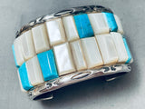 6 Inch Wrist Vintage Native American Navajo Heavy Inlay Turquoise Sterling Silver Bracelet-Nativo Arts