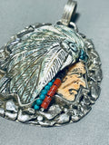 **Incredible** Vintage Francisco Gomez Chief Turquoise Sterling Silver Pendant-Nativo Arts