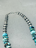 Astounding Vintage Native American Navajo Spiderweb Turquoise Sterling Silver Necklace-Nativo Arts