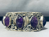 One Of The Coolest Amethyst Vintage Native American Navajo Sterling Silver Bracelet-Nativo Arts