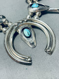 Gasp! Bisbee Turquoise Vintage Native American Navajo Sterling Silver Squash Blossom Necklace-Nativo Arts