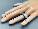 Rare Native American Kewa Santo Domingo Vintage Hand Tooled Sterling Silver Segmented Ring-Nativo Arts