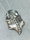 Symbolic Horned Toad Vintage Navajo Turquoise Sterling Silver Necklace-Nativo Arts