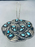 The Biggest Craziest Vintage Native American Navajo Bearpaw Turquoise Sterling Silver Necklace-Nativo Arts