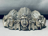 Chief Family!! Vintage Sterling Silver Bracelet Cuff Old-Nativo Arts