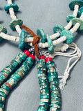 154 Grams Early 1900's Vintage Santo Domingo Green Turquoise Necklace