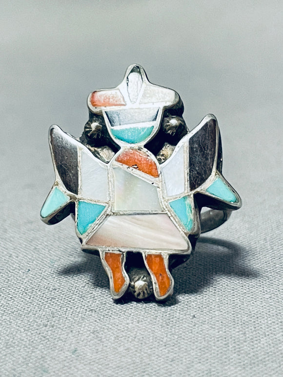 Astonishing Vintage Native American Zuni Turquoise Sterling Silver Ring Signed-Nativo Arts