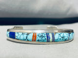 6.5 Inch Wrist Marie Tsosie Vintage Turquoise Inlay Sterling Silver Bracelet-Nativo Arts