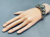 Rare Vintage Native American Navajo Chunky Green Turquoise Sterling Silver Bracelet-Nativo Arts