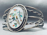 One Of The Best Inlay Vintage Native American Zuni Bird Sterling Silver Bracelet Cuff-Nativo Arts