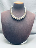 Rare Signed Vintage Native American Navajo Hand Tooled Sterling Silver Bead Necklace-Nativo Arts