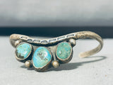 Beautiful Vintage Native American Navajo Cerrillos Blue Diamond Turquoise Silver Bracelet-Nativo Arts
