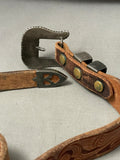 Early 1900's Vintage Native American Navajo Turquoise Inlay Sterling Silver Ranger Buckle Belt