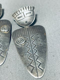 Amazing Vintage Native American Navajo Sterling Silver Kachina Earrings-Nativo Arts