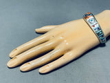 6.5 Inch Wrist Sectional Inlay Vintage Native American Navajo Sterling Silver Bracelet-Nativo Arts