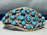 Signed Thicker Vintage Native American Navajo Turquoise Sterling Silver Bracelet Old-Nativo Arts