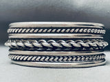 Coiled Sturdy Vintage Native American Navajo Sterling Silver Bracelet Cuff Old-Nativo Arts