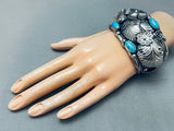 Huge Flower Southwestern Sterling Silver Turquoise Bracelet-Nativo Arts