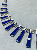 One Of The Most Intricate Ever Vintage Native American Navajo Sterling Silver Lapis Necklace-Nativo Arts