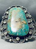 Towering Vintage Native American Navajo Pilot Mountain Turquoise Sterling Silver Bracelet-Nativo Arts