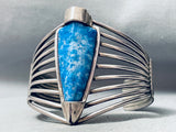 Important Carl Quintana Vintage Native American Navajo Lapis Sterling Silver Bracelet Old-Nativo Arts