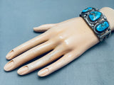 Superior Vintage Native American Navajo Morenci Turquoise Sterling Silver Bracelet-Nativo Arts