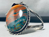 Planet Mars Agate Vintage Native American Navajo Sterling Silver Bracelet Old-Nativo Arts