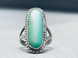 Soft Green Vintage Native American Navajo Sterling Silver Rope Ring Old-Nativo Arts