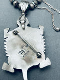 Important Vintage Native American Navajo Toad Sterling Silver Turquoise Necklace-Nativo Arts