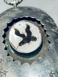 Huge Soaring Bird Vintage Native American Navajo Sterling Silver Necklace Old-Nativo Arts