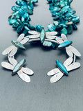 333 Gram Navajo Turquoise Butterfly Sterling Silver Squash Blossom Necklace-Nativo Arts