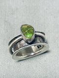 Impressive Vintage Native American Navajo Damale Turquoise Sterling Silver Double Ring-Nativo Arts