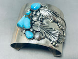 One Of The Best Vintage Native American Navajo Morenci Leaf Turquoise Sterling Silver Bracelet-Nativo Arts