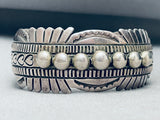 One Of The Most Detailed Vintage Native American Navajo Hand Tooled Sterling Silver Bracelet-Nativo Arts