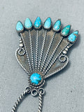 Evelyn Tsosie Superior Vintage Native American Navajo Turquoise Sterling Silver Pin