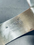 Brick Wall! Vintage Native American Navajo Hand Etched Sterling Silver Bracelet Cuff-Nativo Arts